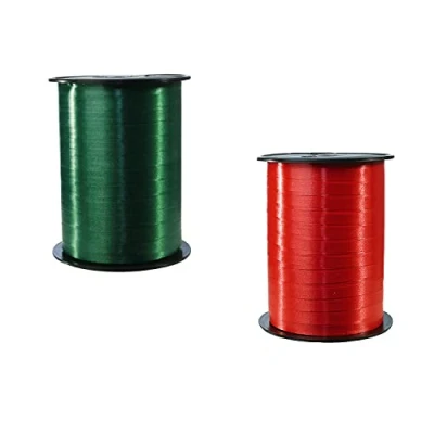 Image of Clairefontaine 601774AMZC a set of 2 spools Smooth Bolduc Ribbon 500mx0.7 cm Gift wrapping, decoration accessory Green/Red