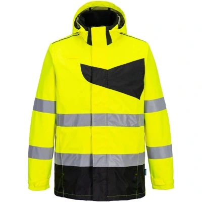 Image of Portwest PW2 Hi Vis Rain Jacket Yellow/Black 4XL