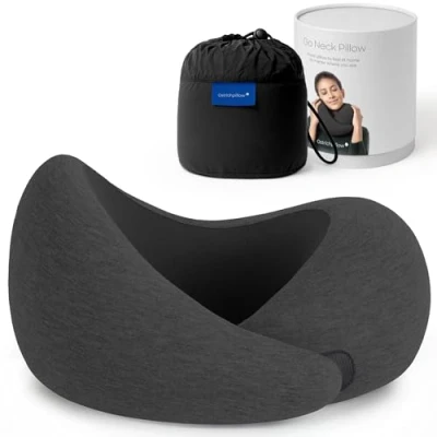 Image of Ostrichpillow Go Neck Pillow Premium Memory Foam Travel Pillow, 360º Ergonomic Design, Asymmetrical Sides, Bag Included, Washable Modal Cover (Dark Night)