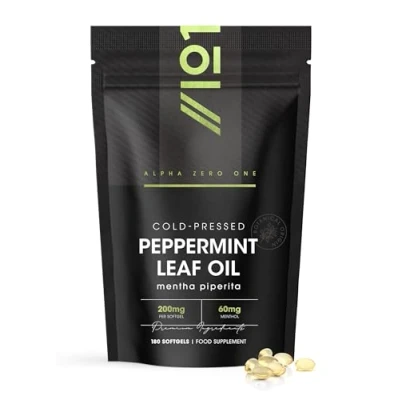 Image of Cold Pressed Peppermint Oil 200mg 180 Softgels Fast Absorbing &amp; Easy to Digest 100% Natural Digestive Supplement (6 Months Supply) by Alpha01