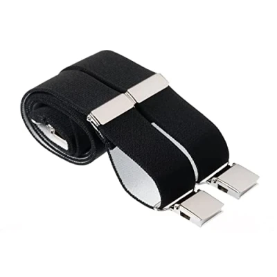 Image of MANDITTIONS XXL Black Trouser Braces 35mm Wide 4 Heavy Duty Strong Silver Clips 52 Inches Extra Long
