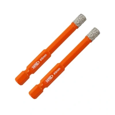 Image of BGTEC Dry Diamond Drill Bits 2pcs 6mm with Quick Change Hex Shank for Granite Marble Porcelain Tile Ceramic