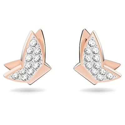 Image of Swarovski Lilia Stud Butterfly White Rose Gold tone Plated Earrings 5636427