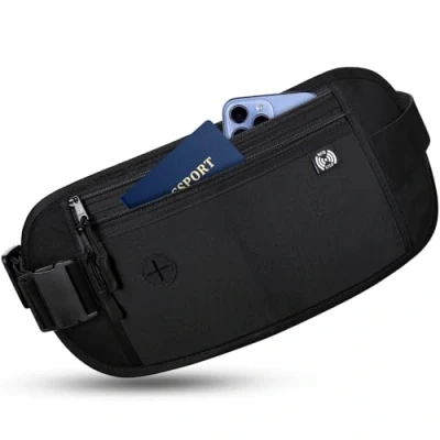 Image of Sofore Hidden Traveling Bumbag Moneybelt Wallet for Women Men,Passport Money Belt Waist with RFID Blocking Technology,Waist Travel Passport Holder Cash Phone,Black