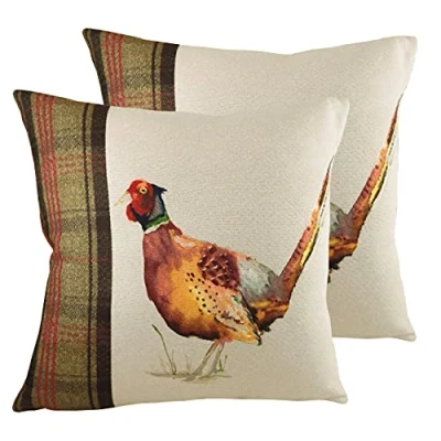 Image of Evans Lichfield Hunter Pheasant Cushions (Twin Pack) Multicolour Size 43 cm x