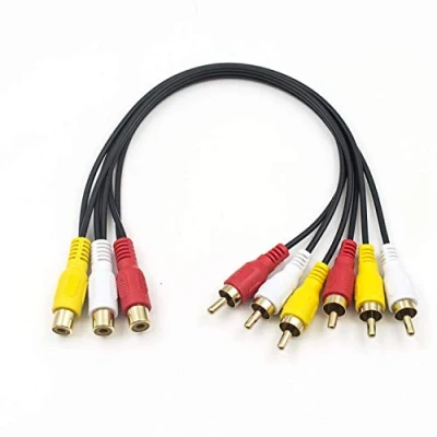 Image of Duttek RCA Splitter Cable, 3 Female Jack to 6 Male Plug Y Extension Audio Video AV Adapter Cable 30cm/11.8 Inch