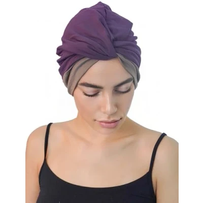 Image of Deresina Headwear Twisted Front Turban for Chemo (Mulberry Mink)