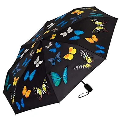 Image of VON LILIENFELD® Folding Pocket Umbrella Automatic Lightweight auto Open/Close Telescopic Motif Women Men Children Butterflies Dance