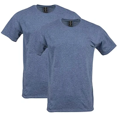 Image of GILDAN Men&#039;s Fitted Cotton T Shirt, 2 pack Heather Navy, M UK