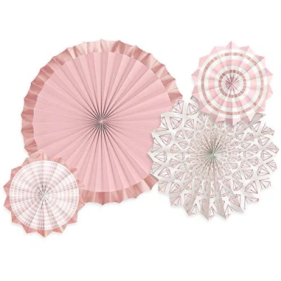 Image of Amscan 290108 Fan Hot Stmp Ppr Rose Gld/Blsh