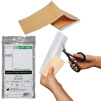 Image of Steroplast Hypo Allergenic Sterostrip Washproof Water Resistant First Aid Plaster Strip, 6cm x 1m (1 Strip)