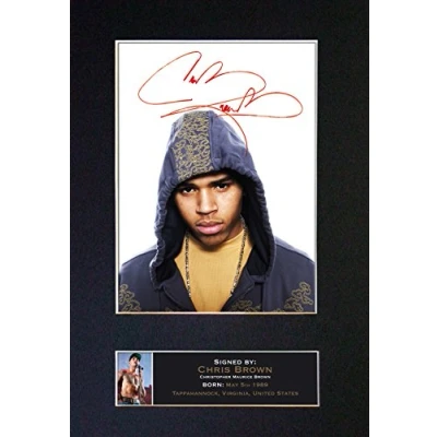 Image of CHRIS BROWN Signed Autograph Mounted Photo Reproduction Print A4 Very Rare (297 x 210mm) #96 (Mount &amp; (Not Framed))