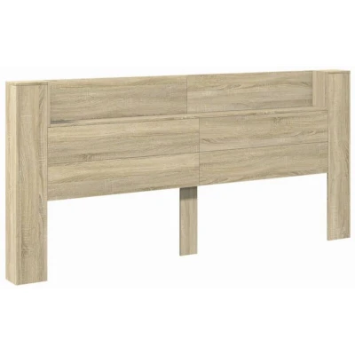 Image of vidaXL Headboard Cabinet with LED Sonoma Oak 220x16.5x103.5 cm