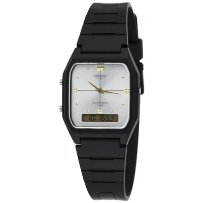 Image of Casio Men&#039;s Core AW48HE 7AV Black Resin Quartz Watch with Silver Dial