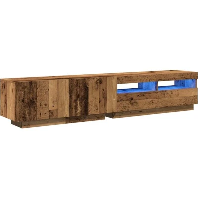 Image of vidaXL TV Cabinet with LED Lights Old Wood 200x35x40 cm Engineered