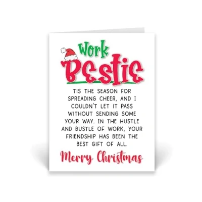 Image of Rib Ticklerz Work Bestie Colleague Christmas Card Merry Secret Santa Gifts Friend Coworker Present Funny Novelty Office Banter Women Men CD992