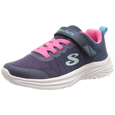 Image of Skechers Girls Dreamy Dancer Radiant Rogue Sneaker, Navy Hot Pink Mesh Multi Trim, 12 UK Child