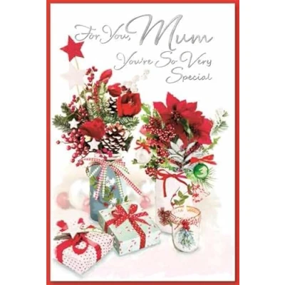 Image of Simon Elvin Mum Christmas Card Festive Flowers 23cm x 15cm (9&quot; x6&quot;) c75a