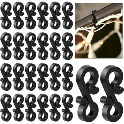 Image of KARBAG 150Pcs Outdoor Light Clips, Black Gutter Hooks S Clip Clips for Lights Mini Weatherproof Xmas,Party Decoration Outside String