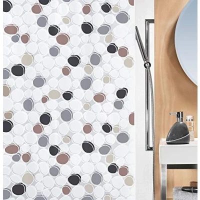 Image of Spirella Dido PEVA Opaque Plastic Shower Curtain, 180 x 200 cm, Black/Grey/Brown/White