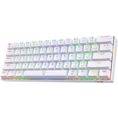 Image of Redragon K630 Dragonborn 60% Wired RGB Gaming Keyboard, 61 Keys Compact Mechanical Keyboard with Tactile Brown Switch, Pro Driver Support, White