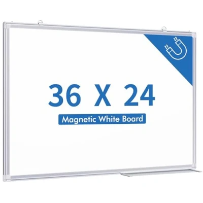 Image of Magnetic White Board, 36 X 24 Inches Dry Erase Board Hanging Whiteboard, Silver Aluminum Frame, Whiteboard for Office, Home and School