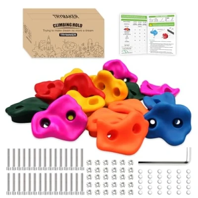 Image of Trymaker Climbing Holds,Rock Wall for Kids, 15PCS Grips Set Children and Adult Outdoor