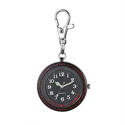 Image of JewelryWe Key Chain Watch Rhinestone Luminous Hands Quartz Pocket FOB Clip on Belt Novelty Ring Watches for Men Women