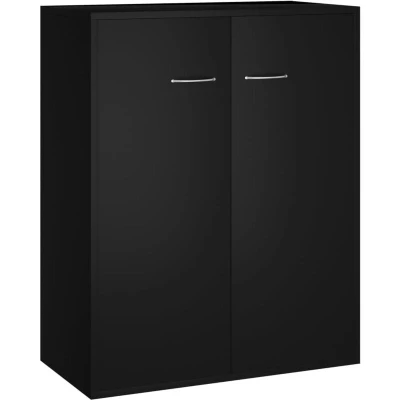Image of vidaXL Sideboard Indoor Office Living Room Storage Drawer Cabinet Decorative Object Buffet Furniture Side Black Engineered Wood