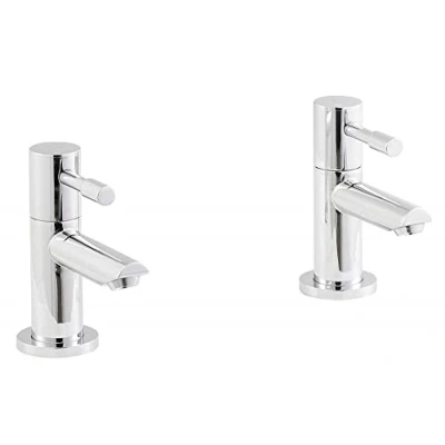 Image of iBathUK Pair of Hot and Cold Basin Sink Mixer Taps Chrome Bathroom Faucets TB3011