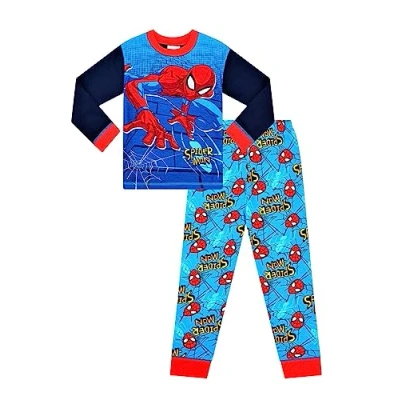 Image of Spiderman Official Spider Man Boys Marvel Pyjamas 2 to 7 Years (6 Years) Blue