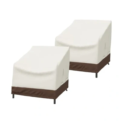 Image of Amazon Basics Lounge Deep Seat Furniture Cover, 1 Seater Set of 2, Beige / Tan