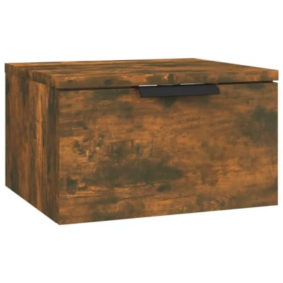 Image of vidaXL Wall mounted Bedside Cabinet Smoked Oak 34x30x20 cm