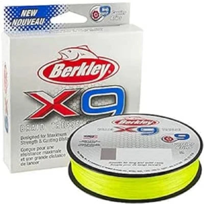 Image of Berkley X9 Braided Fishing Line 9 Strand Braid for Saltwater and Freshwater Fishing, Unisex,, Flame Green, 17.0kg 328yd 300m