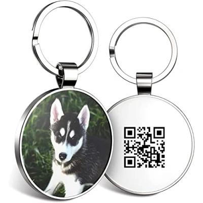 Image of DISONTAG QR Code ID Tags for Dog Photo Personalized Free Online Pet Profile Large Picture Display Modifiable Privacy Control No APP Required