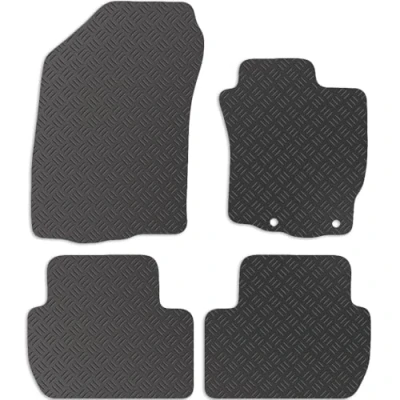 Image of Carsio Rubber Car Mats For Citroen C Crosser 2007 to 2012 Tailored Fit Floor Mat Set Complete Accessory Black Custom Fitted All Weather &amp; Heavy Duty, Anti Slip Backing with Clips
