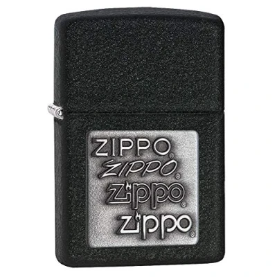 Image of Zippo Pewter Emblem Regular Lighter Black Crackle