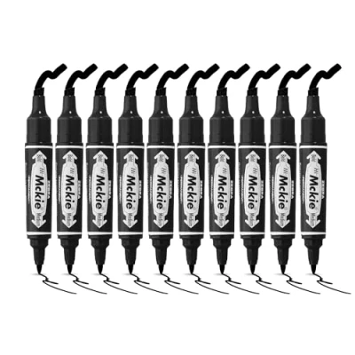 Image of ZEBRA Pen Dual Tip Permanent Marker Pens, Twin Set, Bullet &amp; Chisel Pens For Style Convenience, Reliable Black 10 Pack Ink