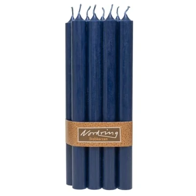 Image of Nordring Pack of 8 Rustic Taper Candles 2.2 cm x 18 High Dark Blue