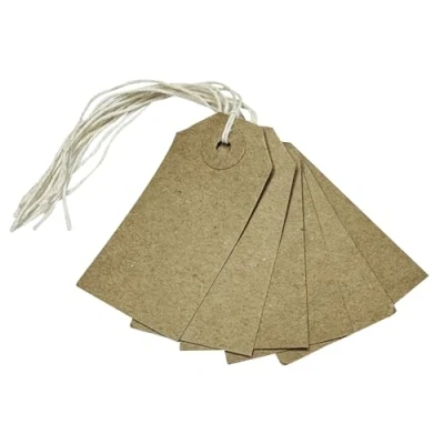 Image of Pack of 50 Brown Buff Strung Tags 70mm x 35mm