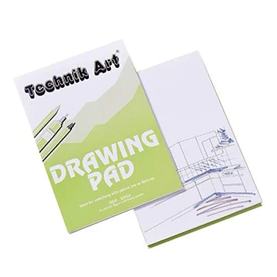 Image of Exacompta Ref XPC4Z Technik Art Drawing Pad, A4, 90gsm Blank Cartridge Paper, 40 Sheets Per Pad Ideal for Sketching with Pens, Pencils or Fibre Tips