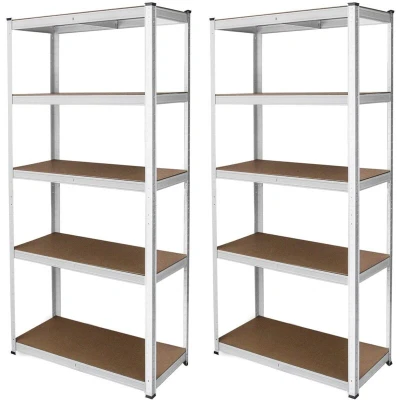 Image of Monster Shop Garage Shelving Units 5 Tier Racking Storage Warehouse Bays Industrial Heavy Duty Boltless Steel Shelves
