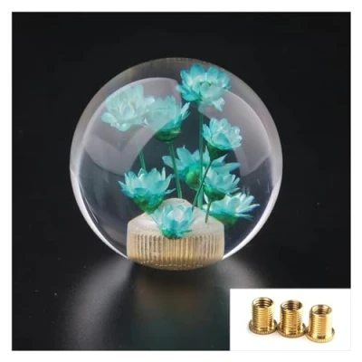 Image of Gear Shifter Knobs Car Manual Head Shift Knob Stick Crystal Transparent Flower Knob(Green)