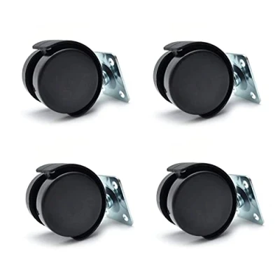 Image of 4X New 40mm Plastic Swivel Castor Wheel Black Furniture Caster Without Brake Set