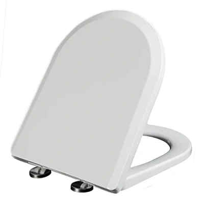 Image of Flipped Warmth D Shape Soft Close Toilet Seat with Quick Release for Easy Cleaning, Seats Top Fixing Adjustable Hinges, White,35.5 * 44cm