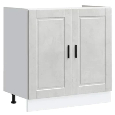 Image of vidaXL porto concrete grey sink base cabinet 80x46x81.5 cm engineered wood storage for kitchen with adjustable feet modern style