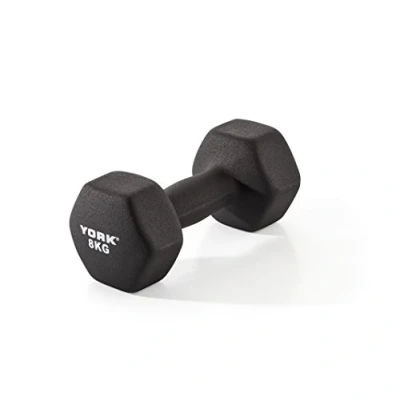 Image of York Fitness Single Neoprene Hex coating Dumbbell, Black, 7 kg