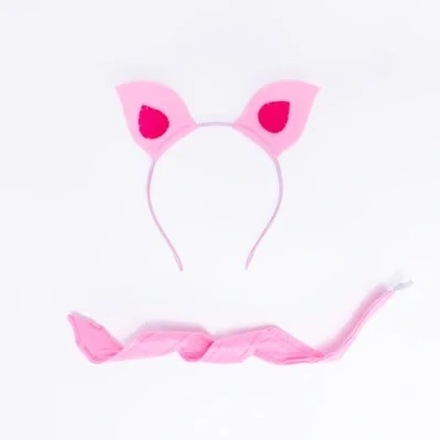 Image of Evelay Pig Ears &amp; Tail Set Headband Piglet Fancy Dress Costume Accessory One Size
