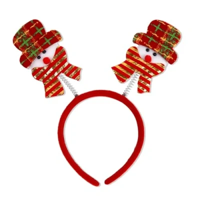 Image of amangul Christmas Theme Headband Bowknot Snowman Hairhoop Party Props Accessories Festival Hairband Kids Adult Headwear(Snowman Red Gold Sca)