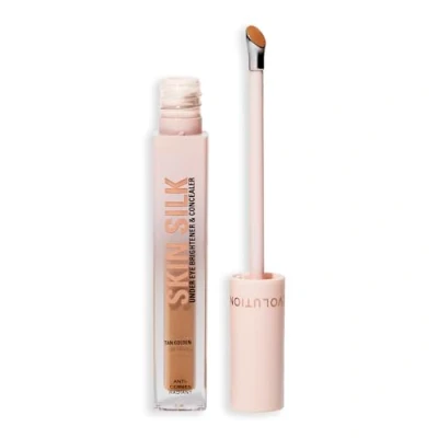 Image of Revolution Skin Silk Serum Under Eye Brightener &amp; Concealer Tan Golden 4ml